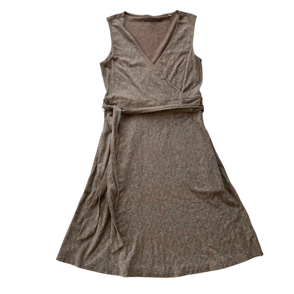 Toad & Co Organic Cotton Tencel Belted V-Neck Dress Size Small Brown